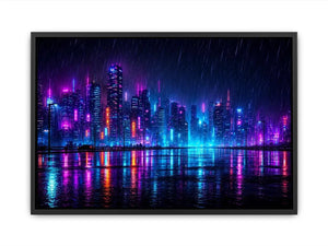   cyberpunk skyline canvas art living room