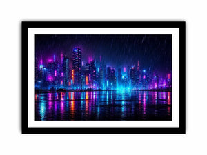   cyberpunk skyline canvas art living room
