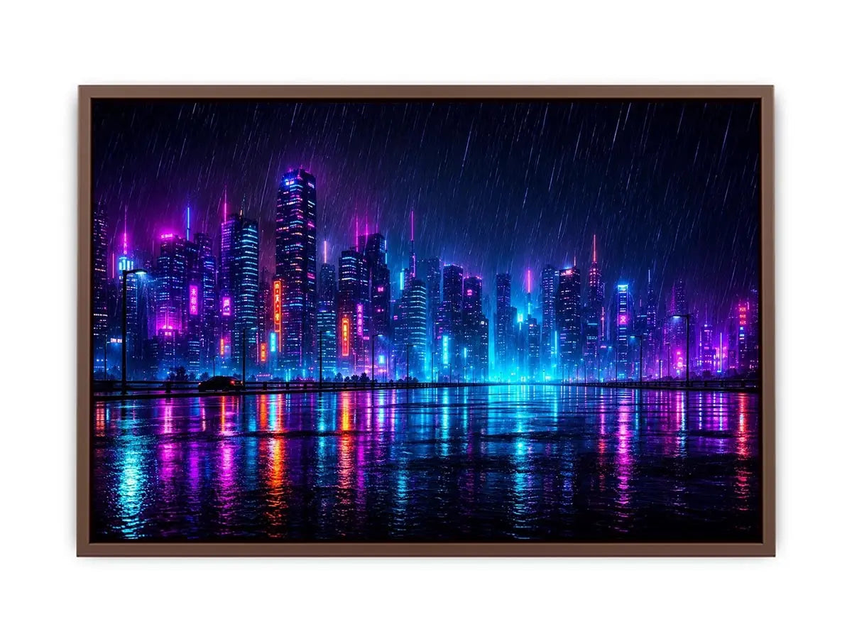   cyberpunk skyline canvas art living room