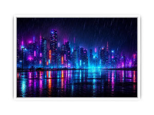   cyberpunk skyline canvas art living room