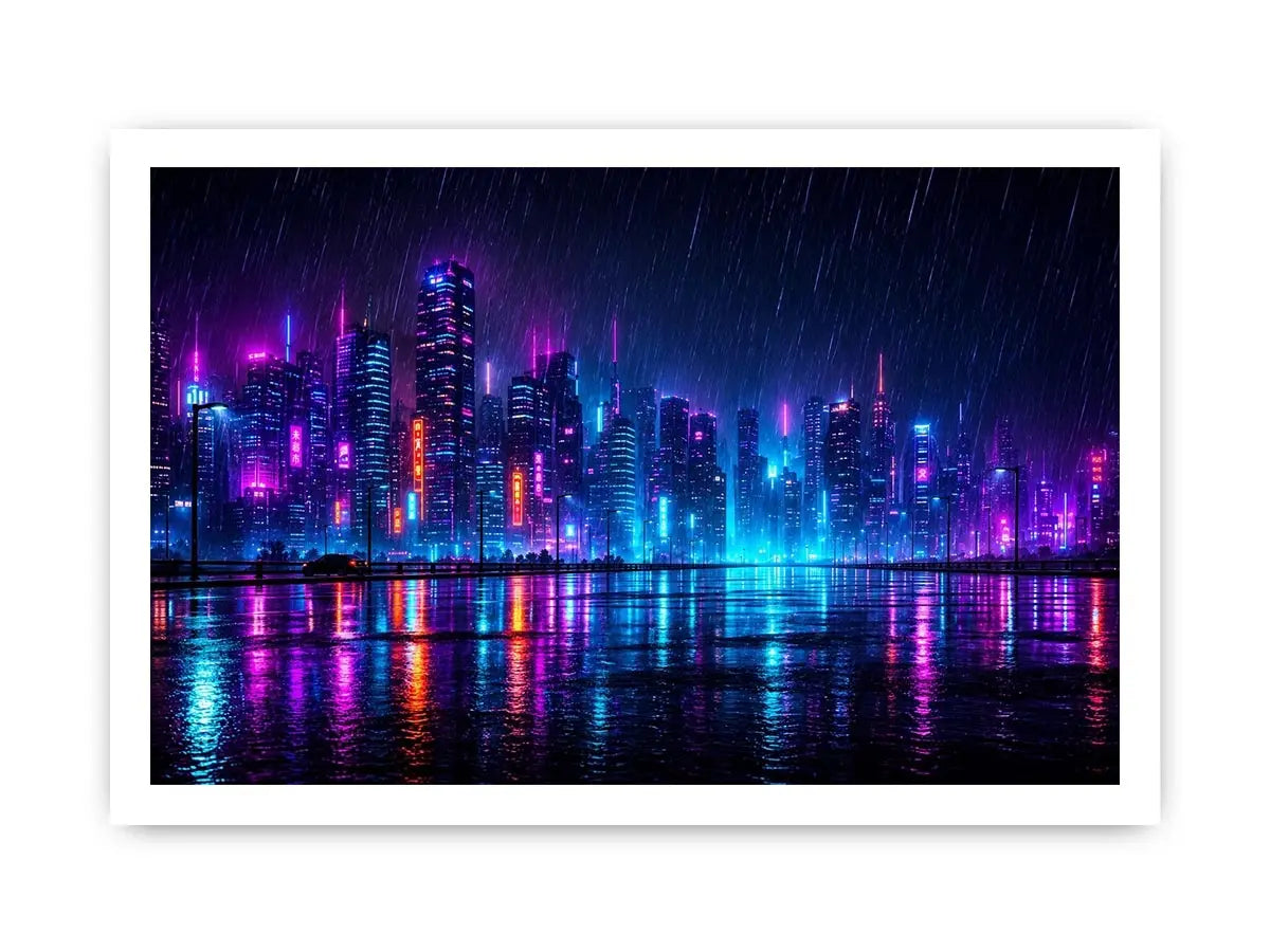   cyberpunk skyline canvas art living room