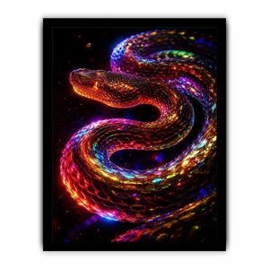   neon cosmic serpent modern canvas art