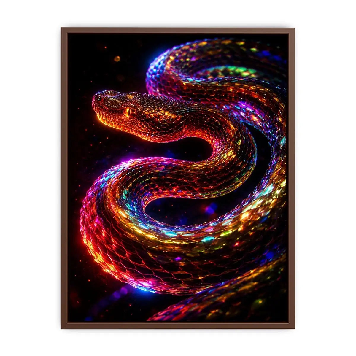  neon cosmic serpent modern canvas art