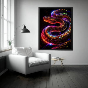   neon cosmic serpent modern canvas art