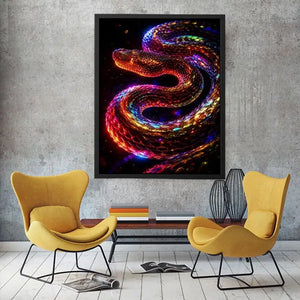   neon cosmic serpent modern canvas art
