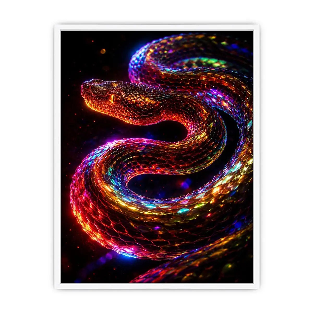   neon cosmic serpent modern canvas art