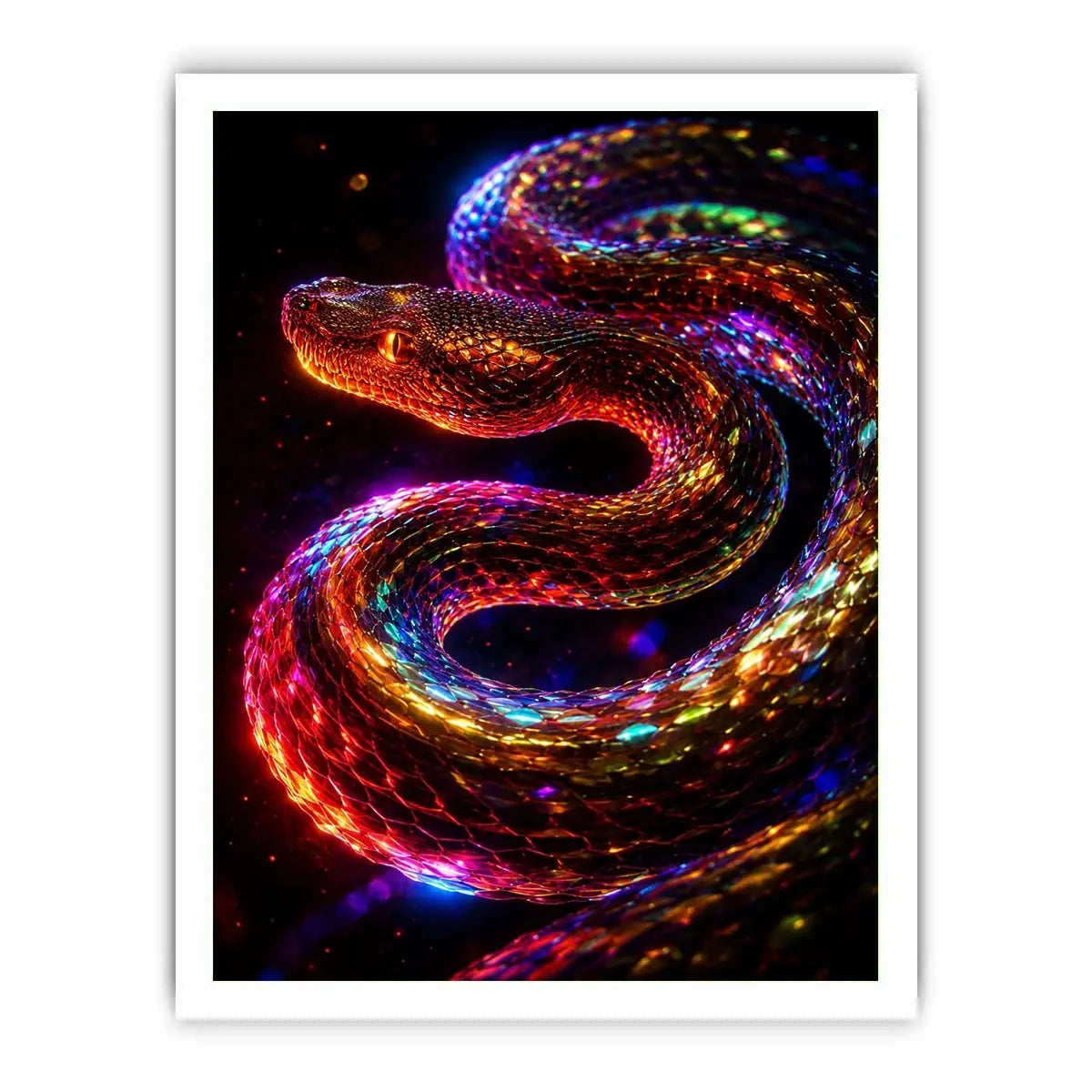   neon cosmic serpent modern canvas art