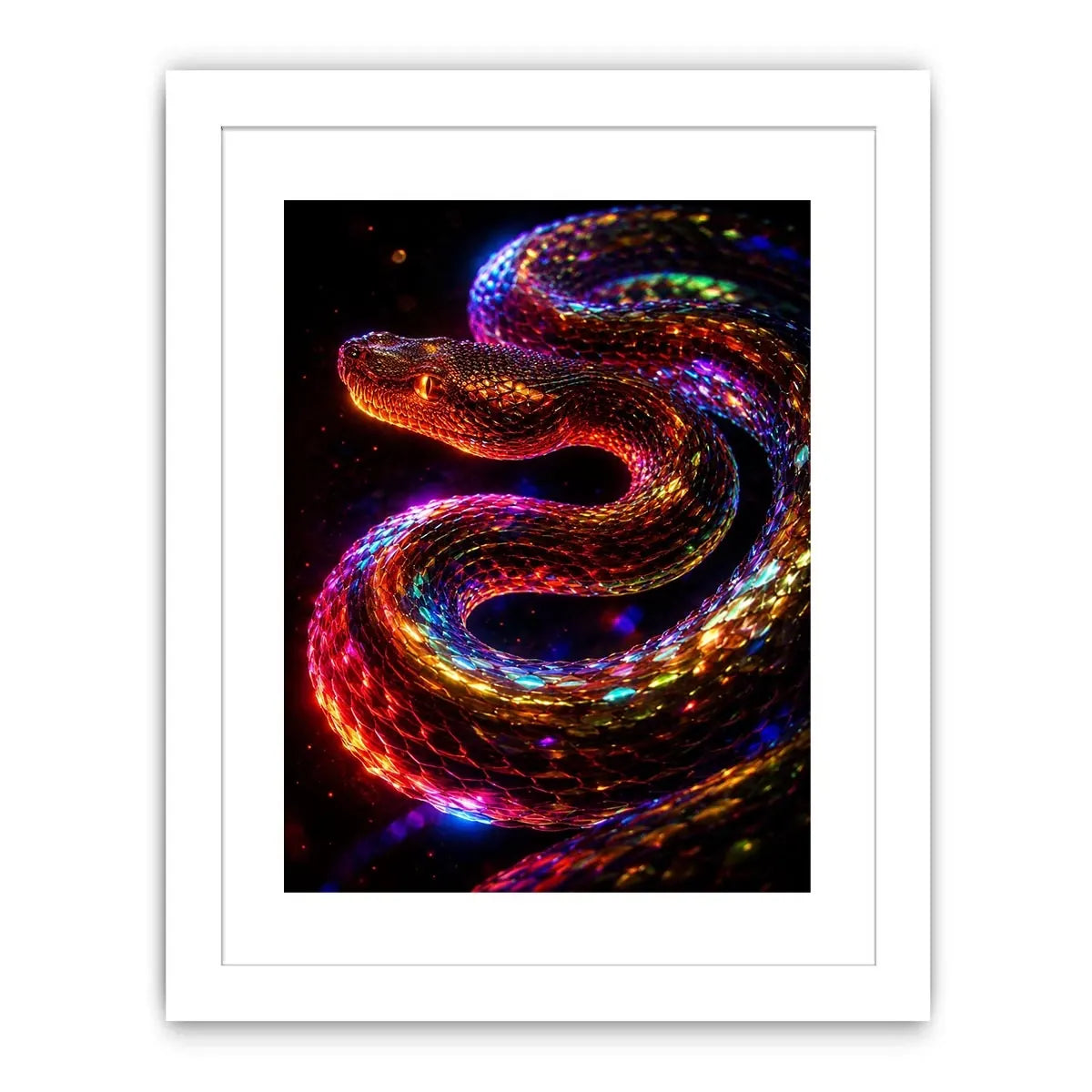   neon cosmic serpent modern canvas art