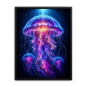  glowing jellyfish modern canvas art
