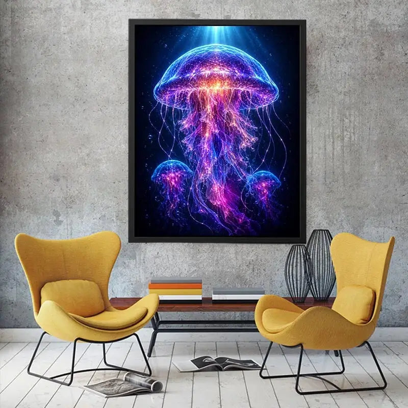   glowing jellyfish modern canvas art