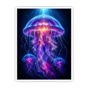   glowing jellyfish modern canvas art