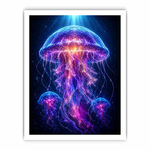   glowing jellyfish modern canvas art