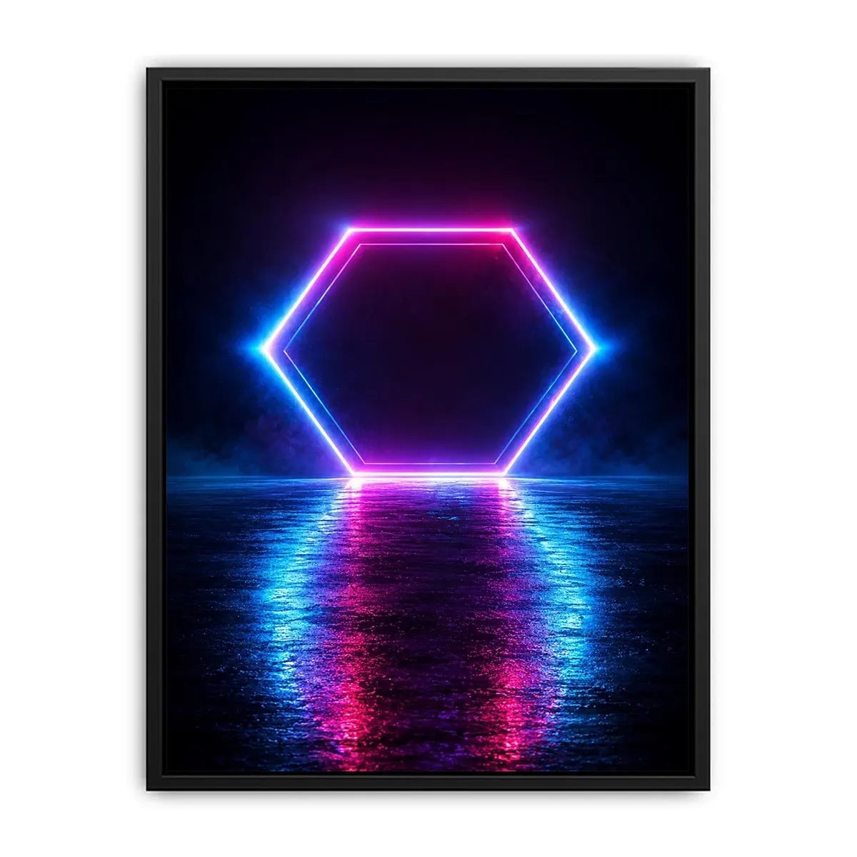   futuristic neon hexagon modern canvas art