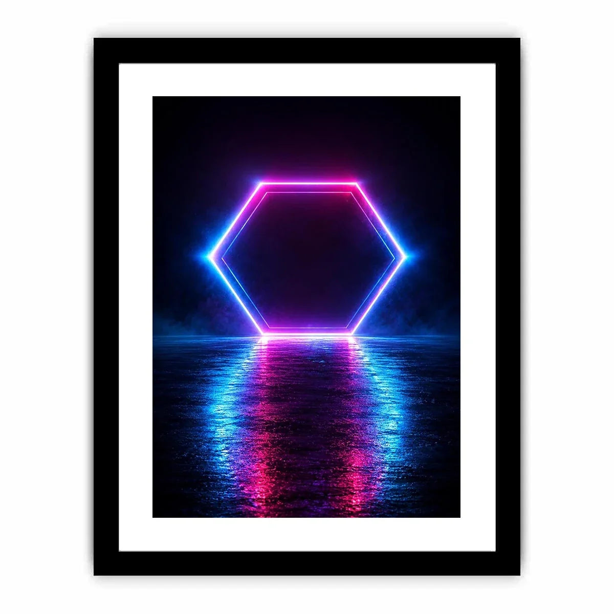   futuristic neon hexagon modern canvas art
