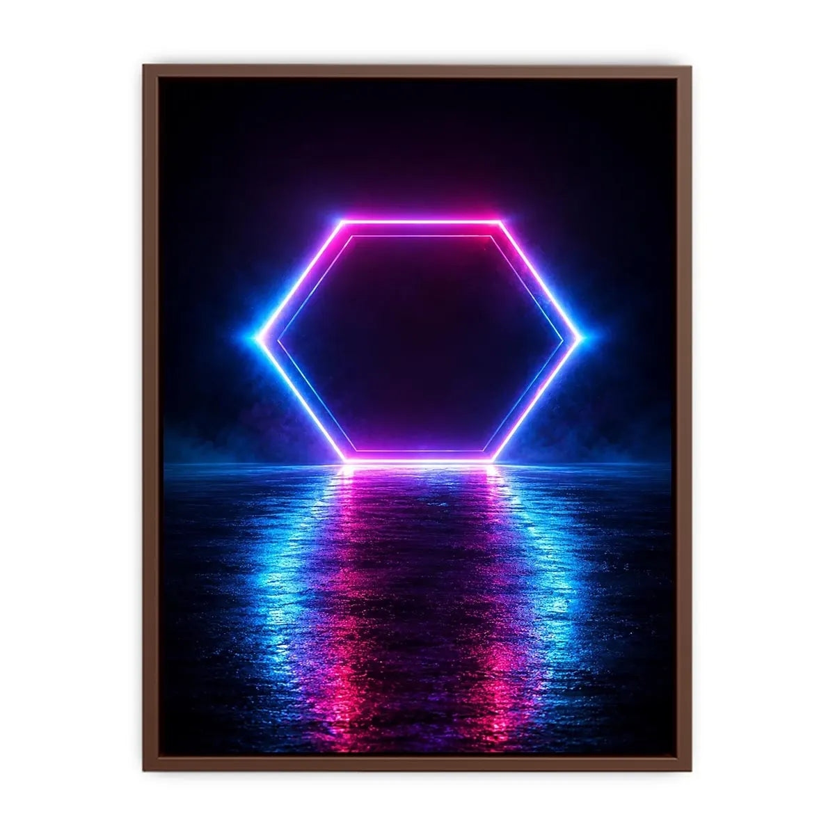   futuristic neon hexagon modern canvas art