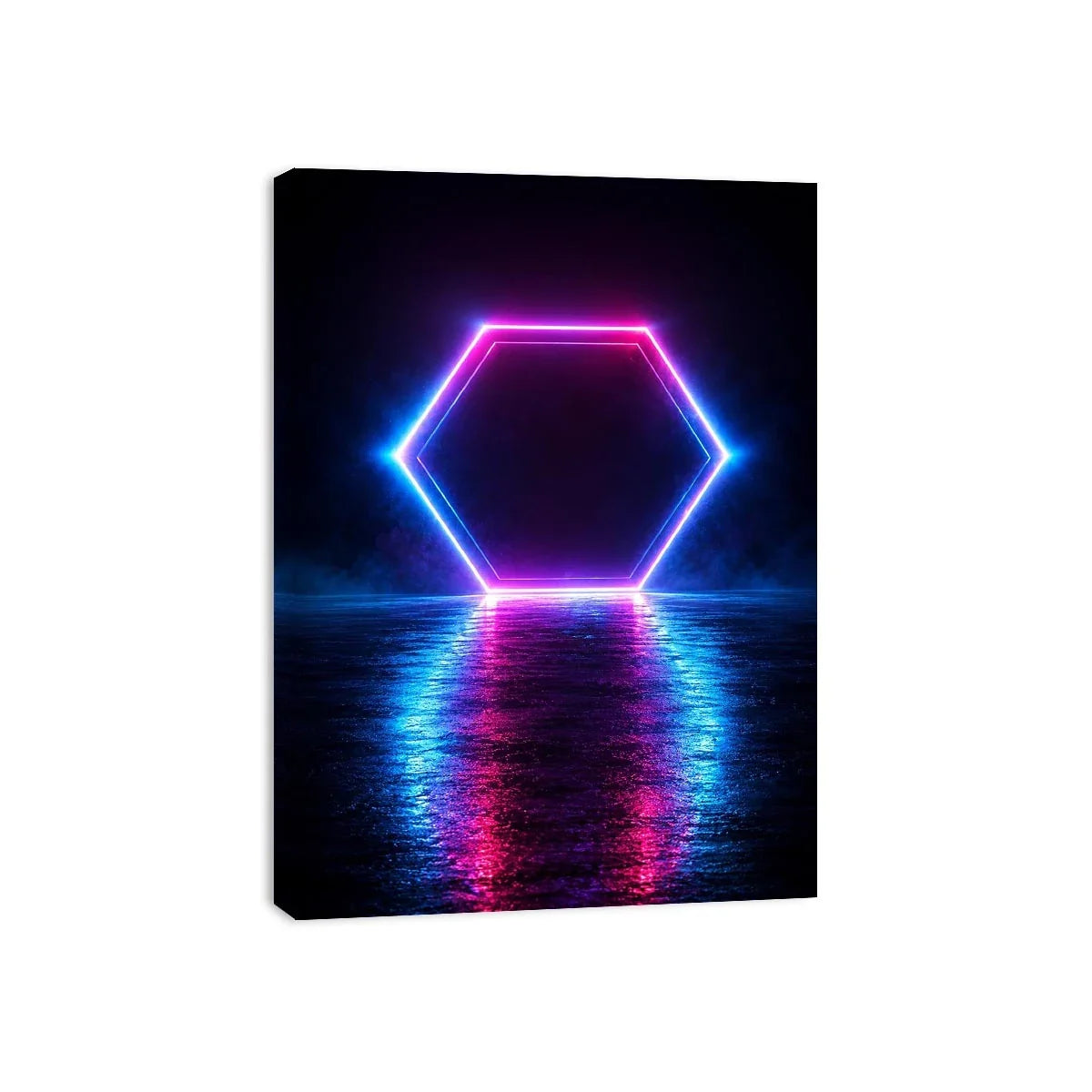   futuristic neon hexagon modern canvas art