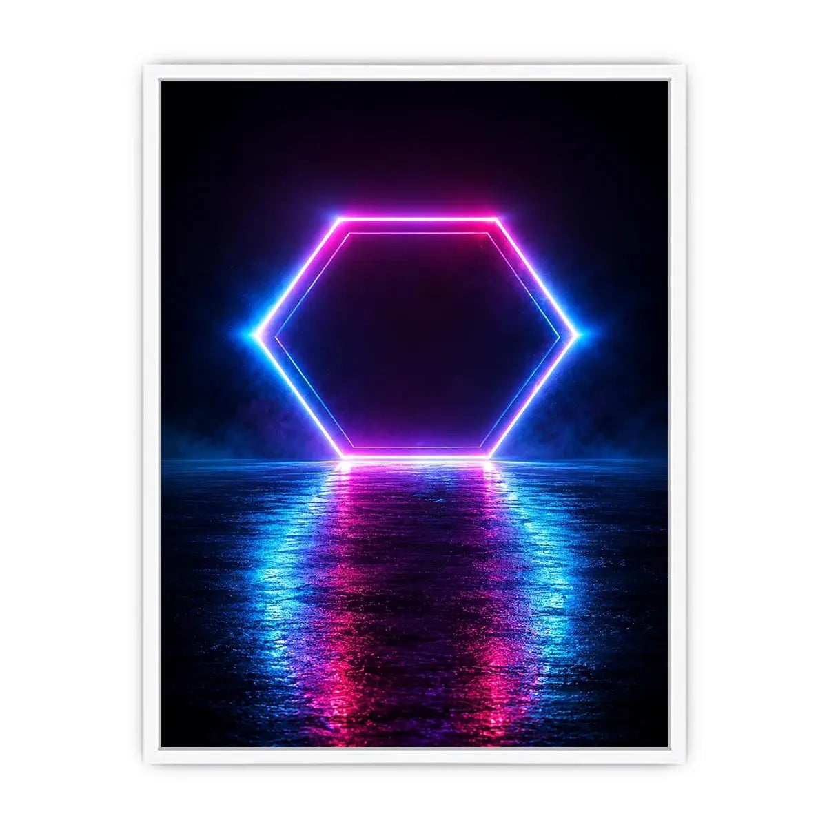   futuristic neon hexagon modern canvas art