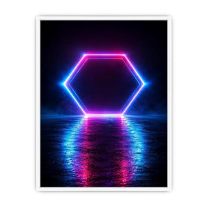   futuristic neon hexagon modern canvas art