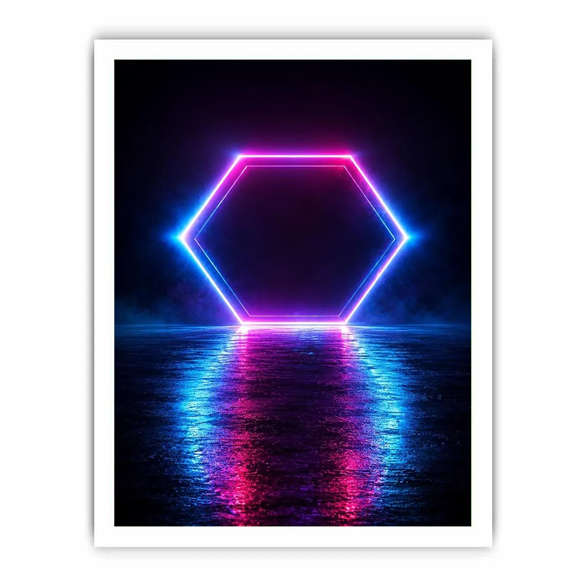   futuristic neon hexagon modern canvas art