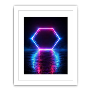   futuristic neon hexagon modern canvas art