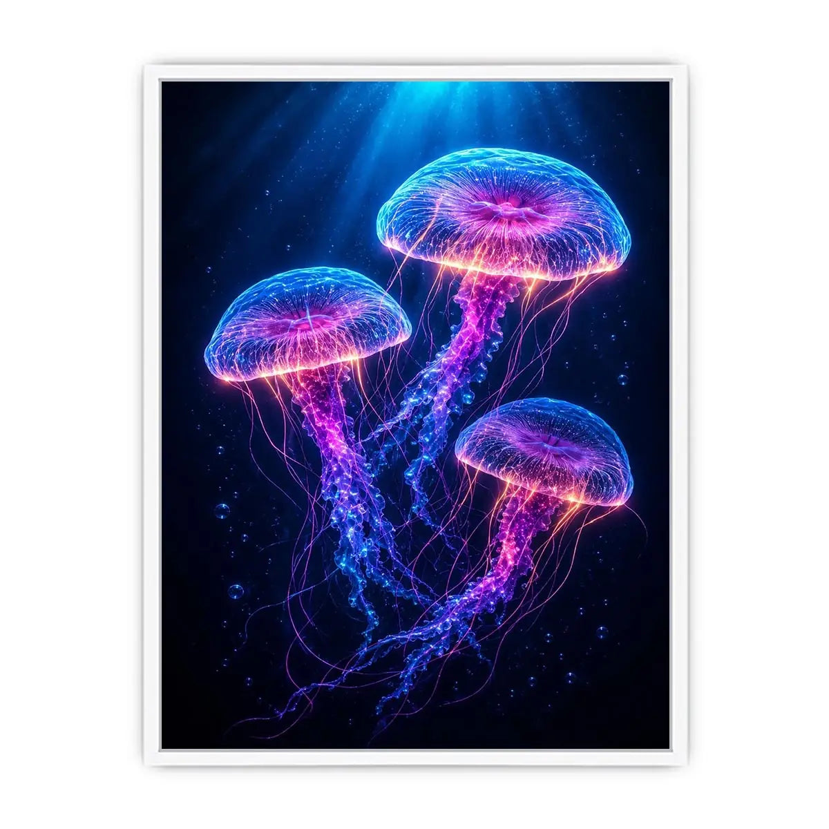   three glowing jellyfish modern canvas art
