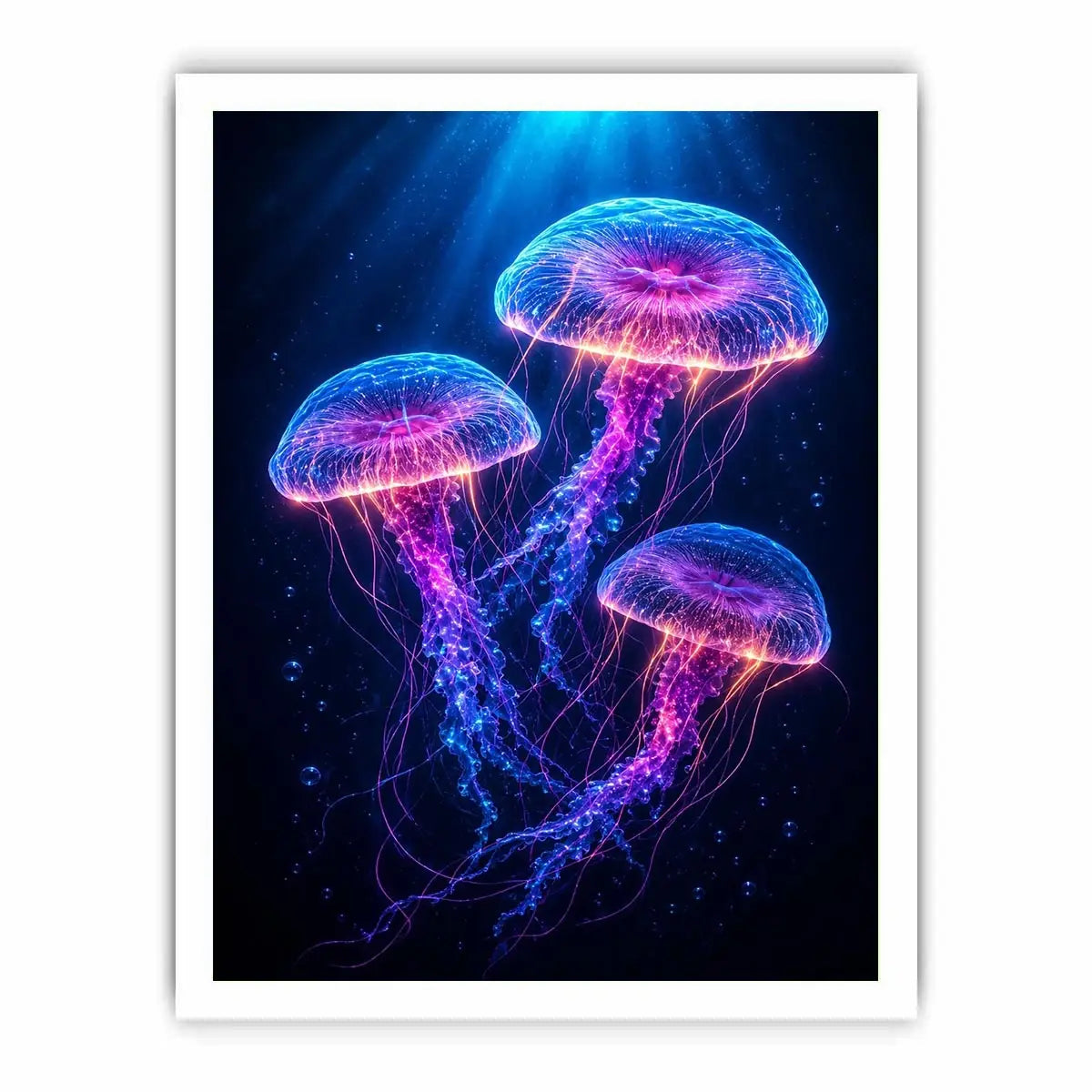   three glowing jellyfish modern canvas art
