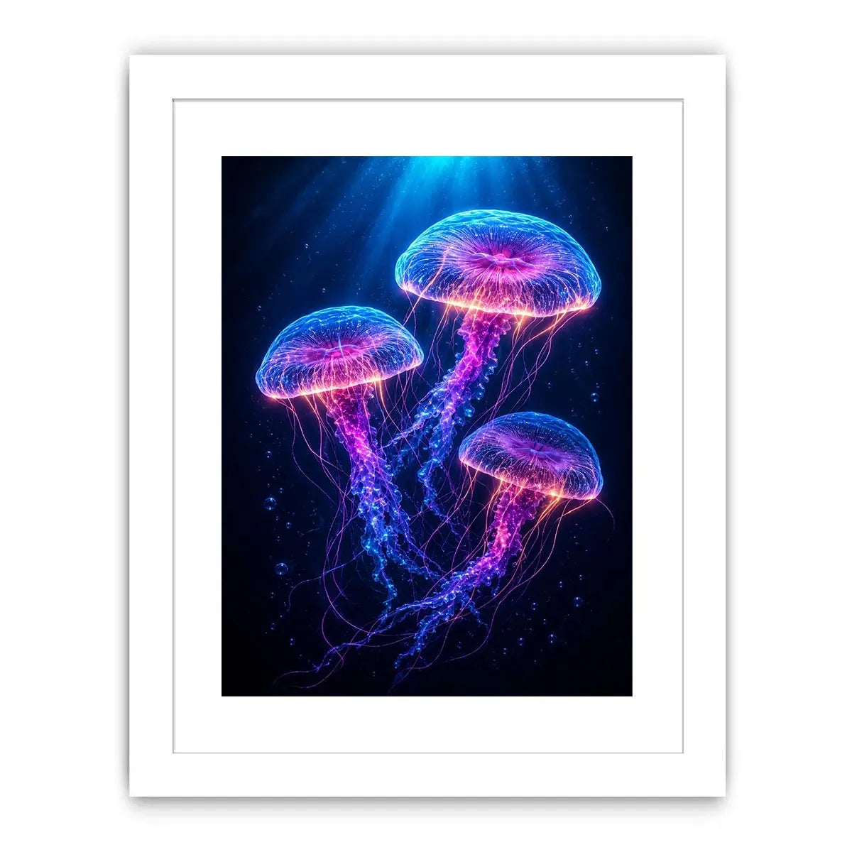   three glowing jellyfish modern canvas art