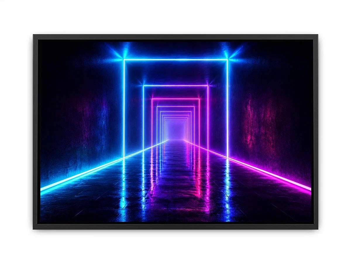   neon tunnel hallway modern canvas art