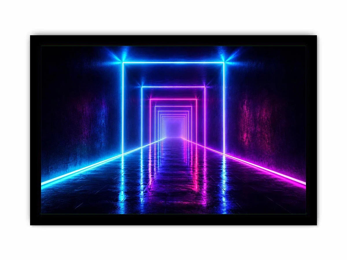   neon tunnel hallway modern canvas art