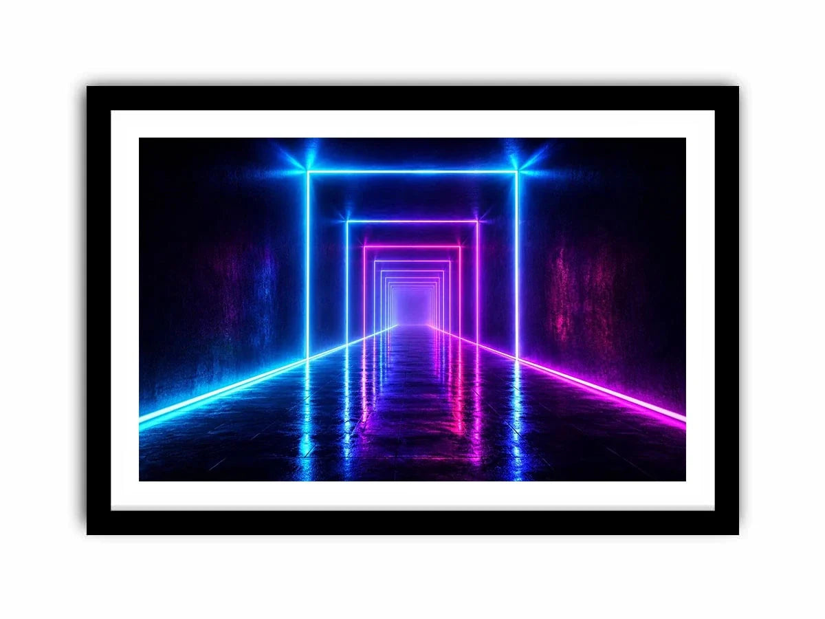   neon tunnel hallway modern canvas art