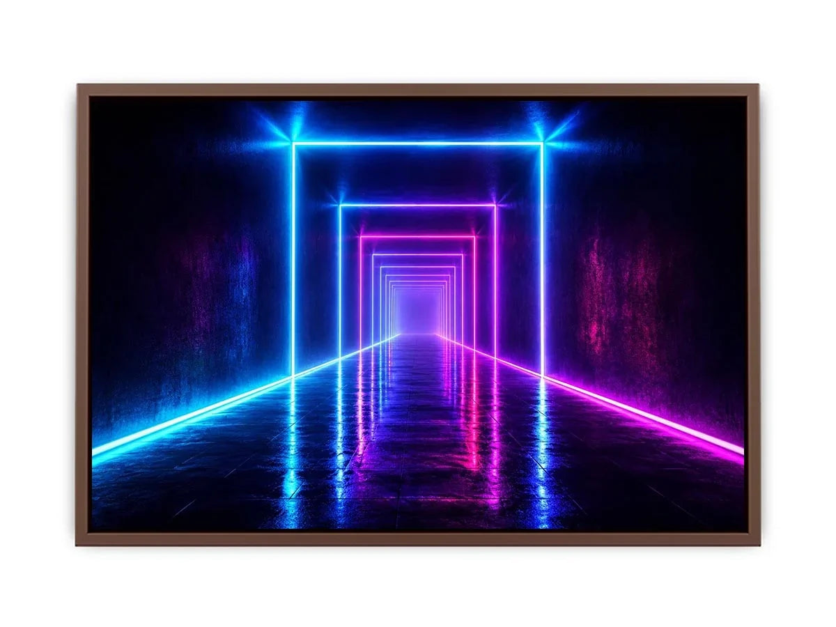   neon tunnel hallway modern canvas art