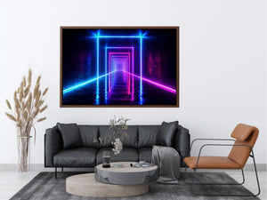   neon tunnel hallway modern canvas art