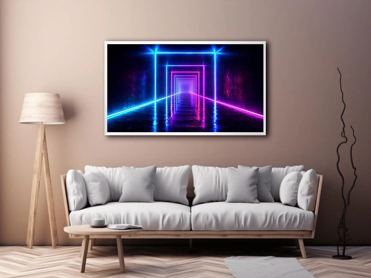   neon tunnel hallway modern canvas art