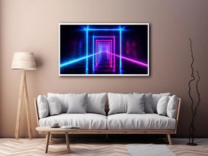   neon tunnel hallway modern canvas art