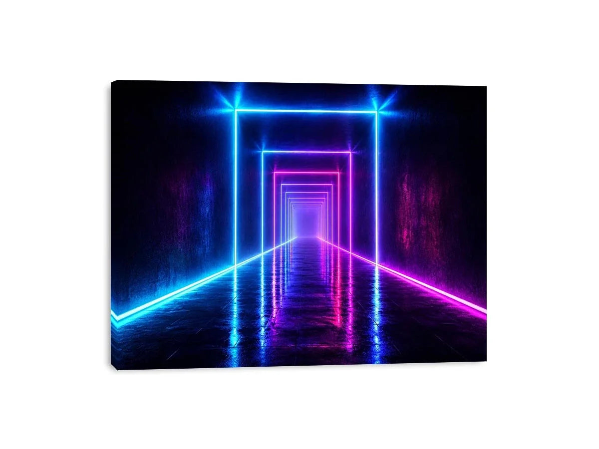   neon tunnel hallway modern canvas art