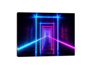   neon tunnel hallway modern canvas art