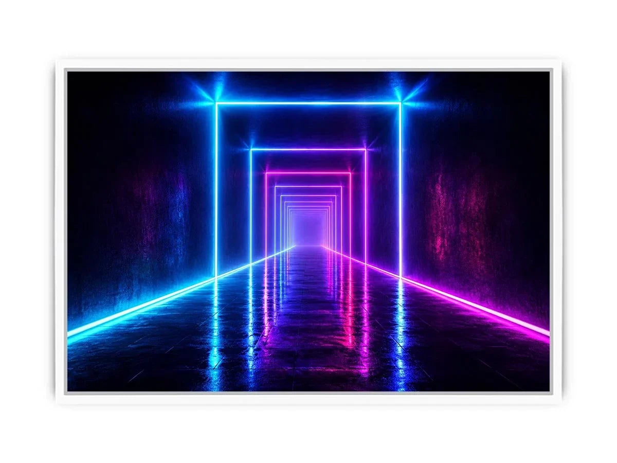   neon tunnel hallway modern canvas art