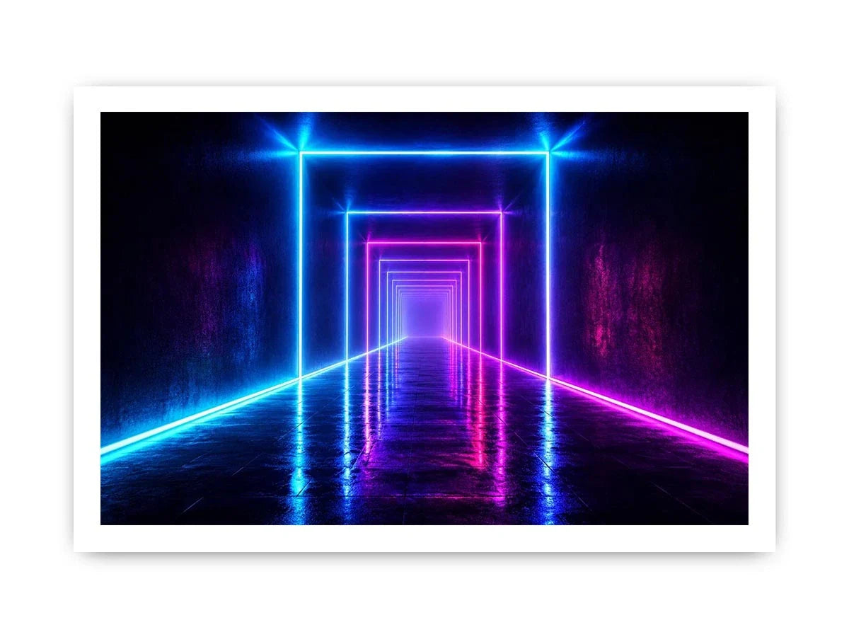   neon tunnel hallway modern canvas art