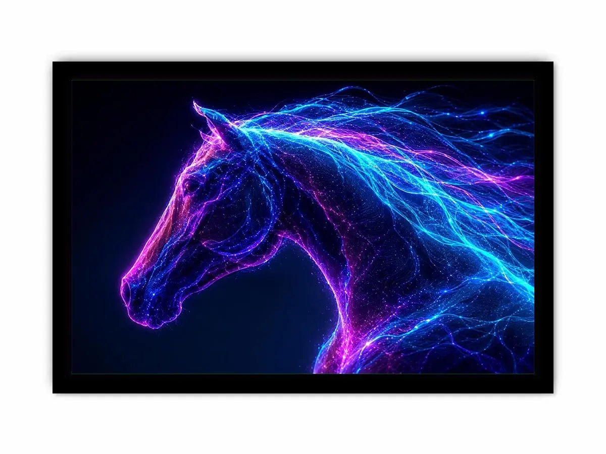   neon unicorn portrait modern canvas art