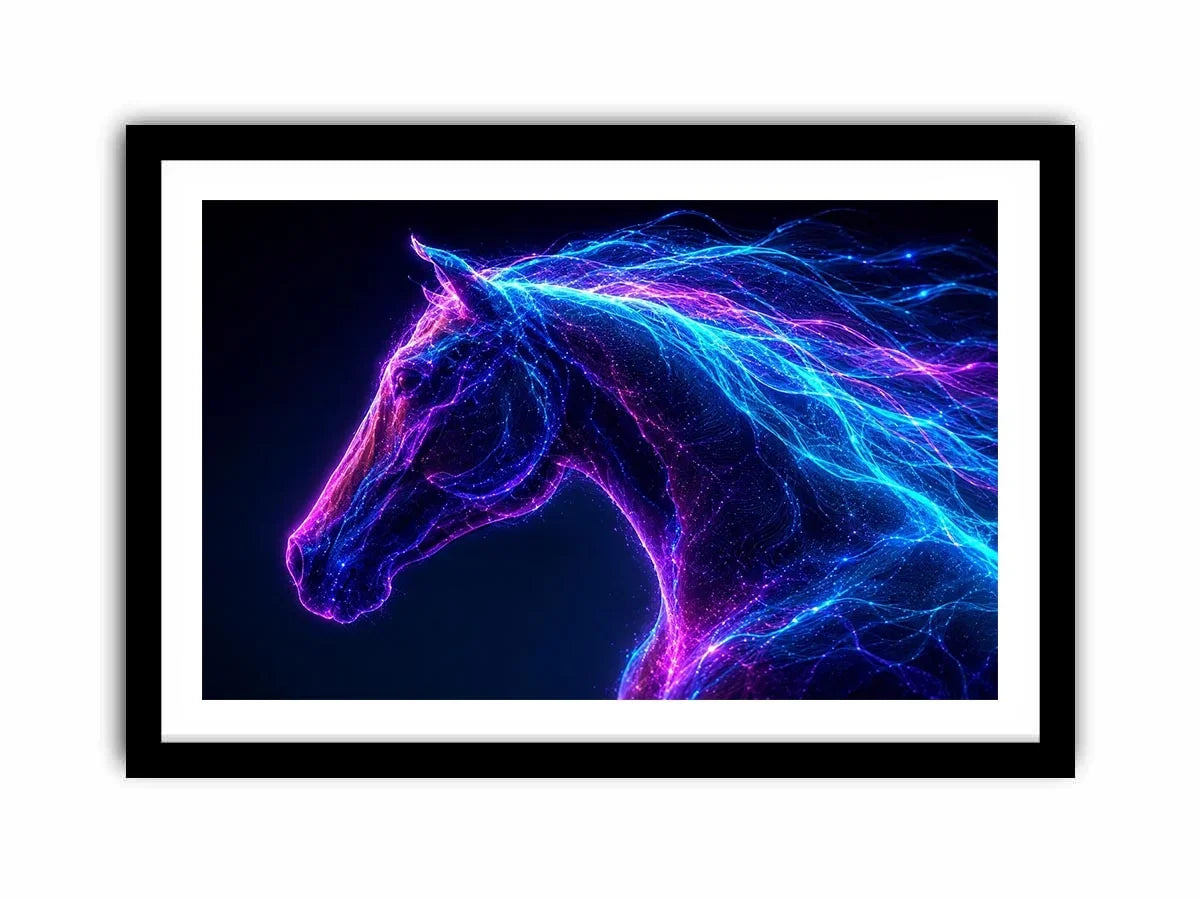   neon unicorn portrait modern canvas art