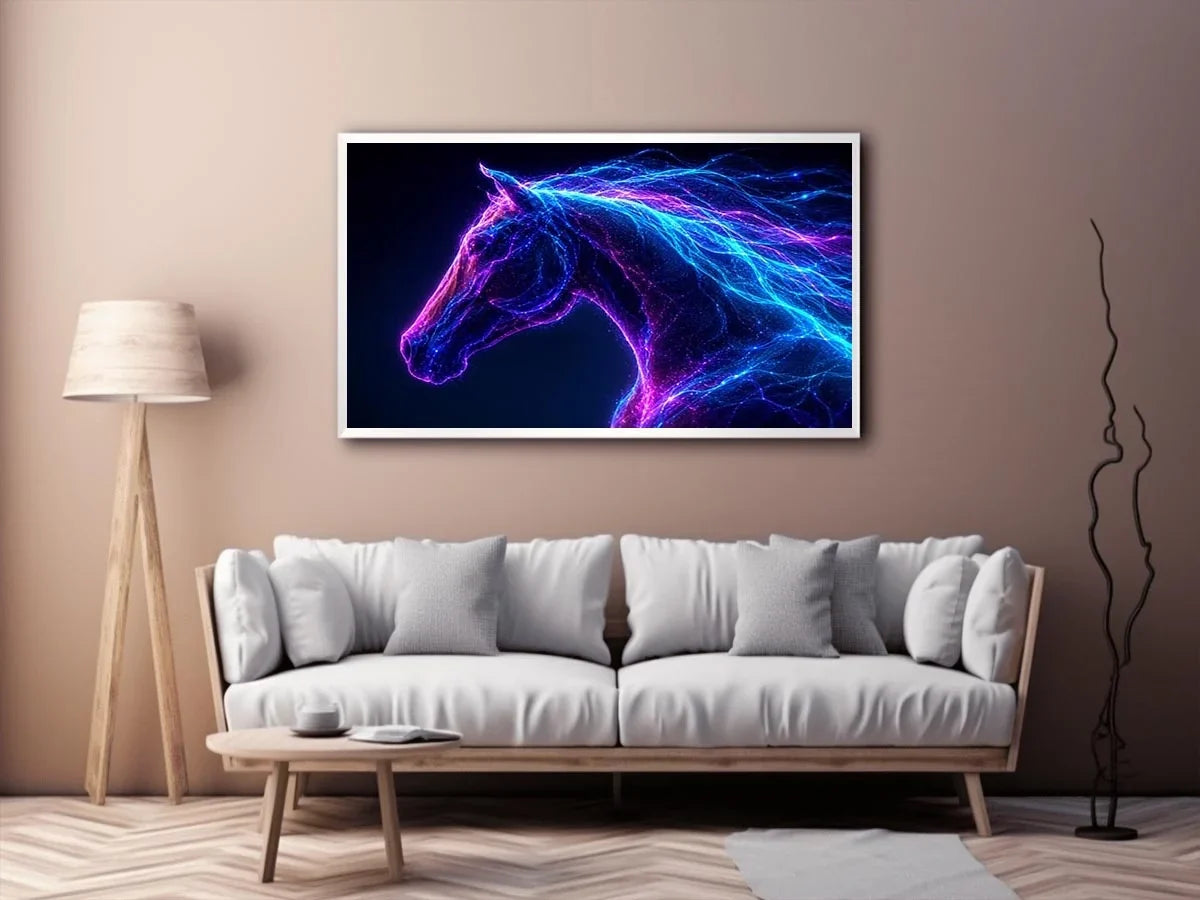   neon unicorn portrait modern canvas art