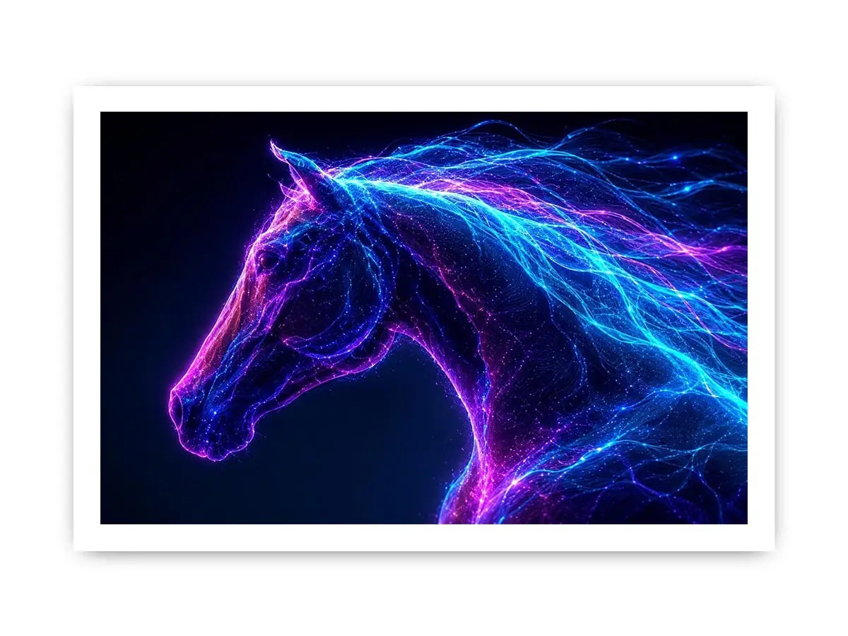   neon unicorn portrait modern canvas art