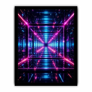  futuristic neon geometric canvas gaming room