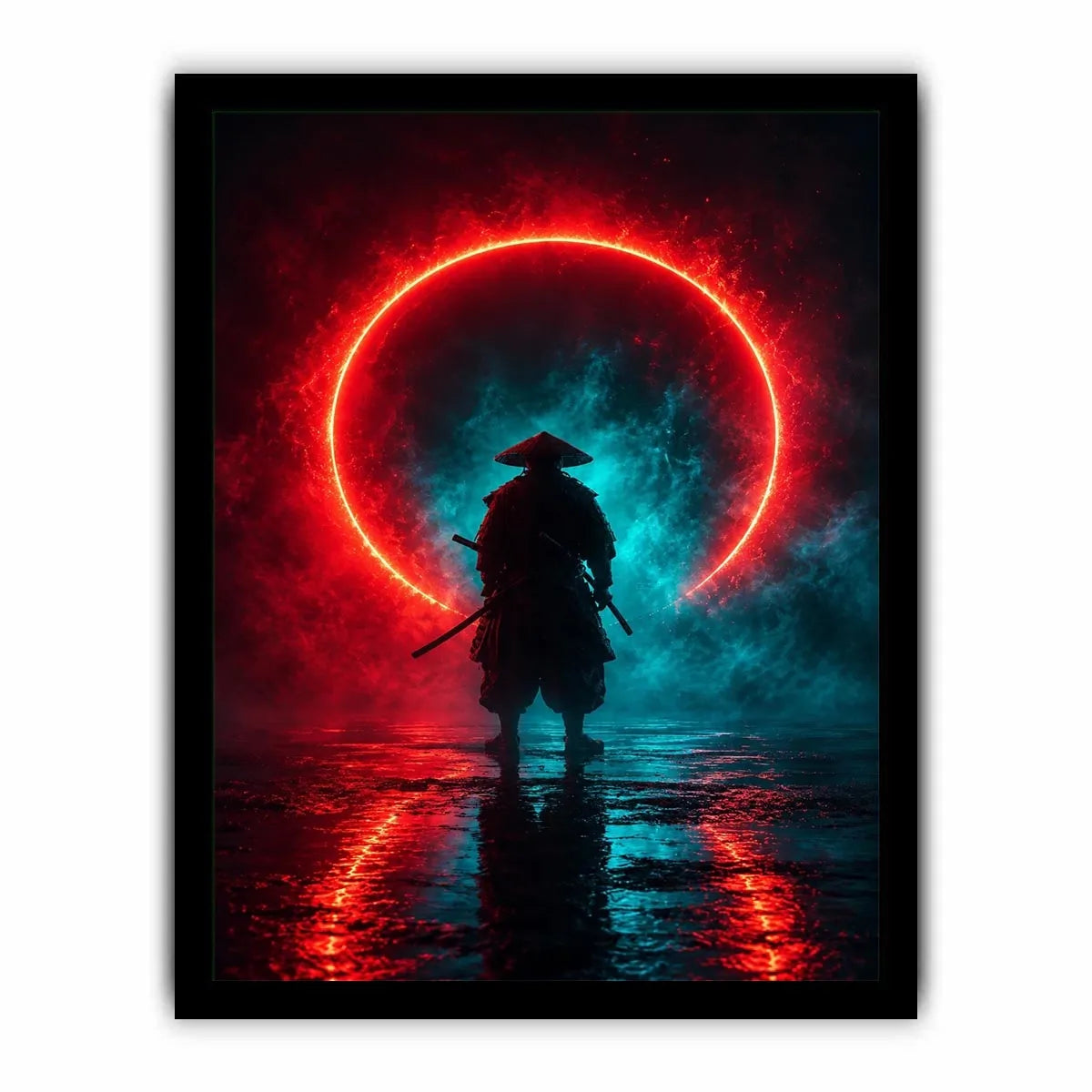   cyberpunk samurai canvas art modern gaming room