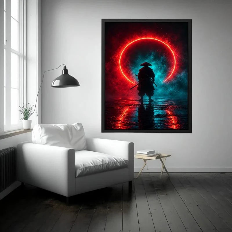   cyberpunk samurai canvas art modern gaming room