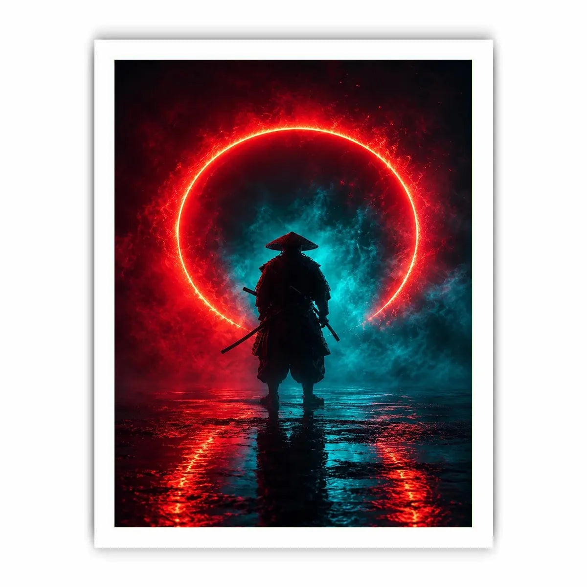   cyberpunk samurai canvas art modern gaming room