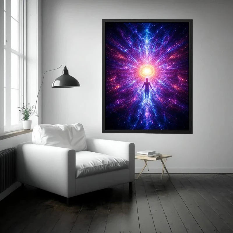   cosmic awakening canvas art meditation room decor