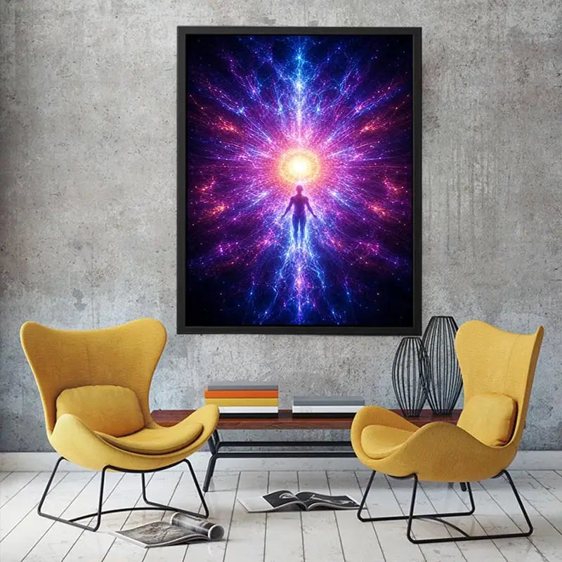   cosmic awakening canvas art meditation room decor