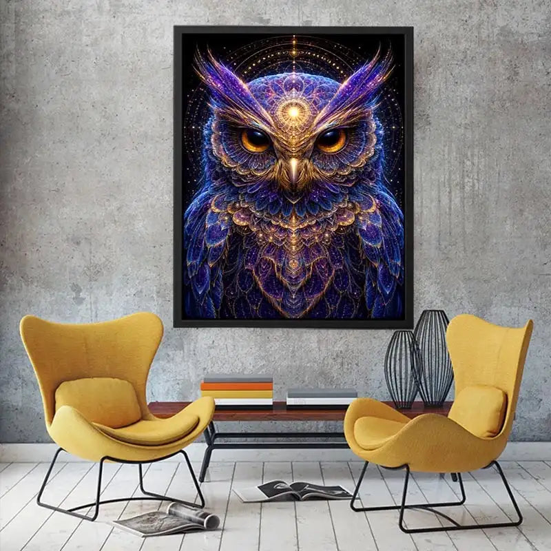   celestial owl canvas art luxury modern interiors