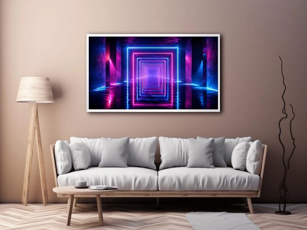   futuristic neon tunnel canvas art modern interiors